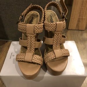 Nude wedge sandals